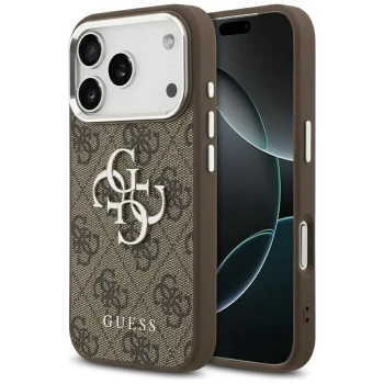 Guess 4G Big 4G Classic Logo vāciņš iPhone 17 Pro, brūns / sudraba