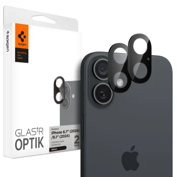 Spigen Optik GLAS.TR kameras aizsargstikls iPhone 16 / 16 Plus, 2 gab., melns