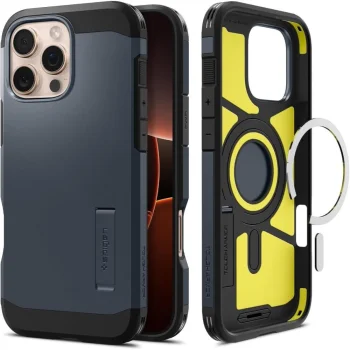 Spigen Tough Armor MagSafe vāciņš ar statīvu iPhone 16 Pro Max, tumši pelēks