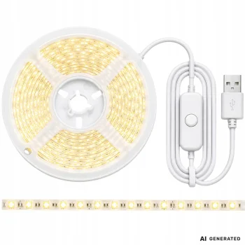 5m USB LED lenta 5V auksti balta gaisma ar slēdzi