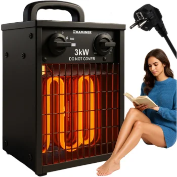 Kaminer 00026072 elektriskais sildītājs ar termostatu 3000W