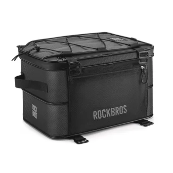 Salokāma velosoma uz bagāžnieka Rockbros A30 ROAD TO SKY 15-30L, melna