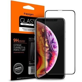 Spigen Glass FC aizsargstikls iPhone X / XS / 11 Pro, melns rāmis