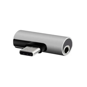 Setty AD-C-JC-7 USB-C uz 3.5mm + USB-C adapteris sudraba