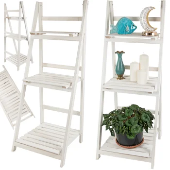 Koka ziedu stends, trīs plauktu augu statīvs | Wooden Flower Stand