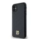 DKNY iPhone 11 / XR vāciņš Leather Monogram Pattern Metal Logo MagSafe, melns