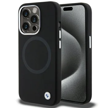 BMW Signature Liquid Silicone MagSafe vāciņš priekš iPhone 15 Pro Max, melns