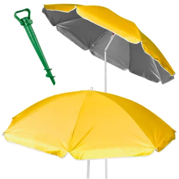 Regulējams pludmales un dārza saulessargs ar UV aizsardzību, 150 cm, dzeltens