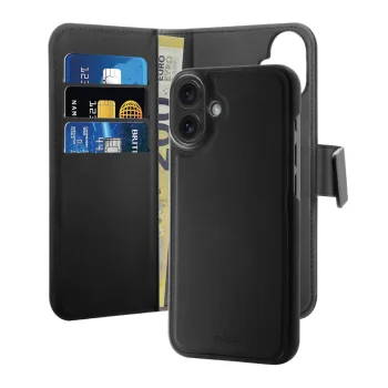 Atverams vāciņš Puro Wallet Detachable MagSafe 2in1 iPhone 16, melns