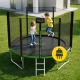 4FIZJO CLASSIC dārza batuts ar tīklu un kāpnēm 312 cm 10 FT, zaļi melns