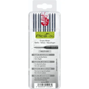 Pica DRY 4030/SB grafīta serdeņi 2B 2.8 mm, 10 gab., pelēki