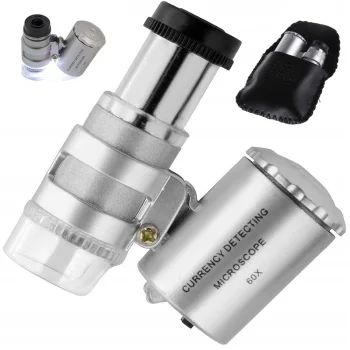 Kabatas mikroskops / juvelieru lupa 60x ar 2 LED apgaismojumu