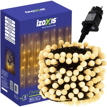 Izoxis 300 LED Ziemassvētku lampiņas bumbiņas, 30m, silti balta