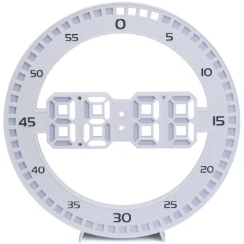 Elektroniskais LED pulkstenis ar modinātāju un termometru, balts