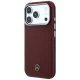 Mercedes Leather Semi Wrap Wood Effect MagSafe vāciņš iPhone 17 Pro, Sarkans