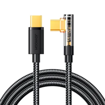 Joyroom S-CC100A6 USB-C - USB-C leņķa kabelis 100W, 1.2m, melns