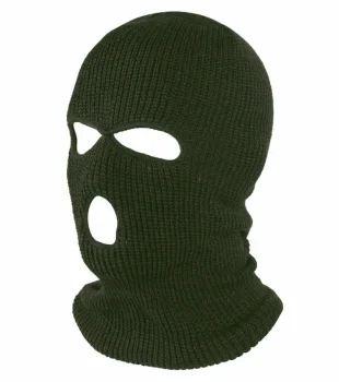 Balaclava 3 caurumu sejas maska, zaļa