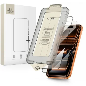 Tech-Protect iPhone 17 Pro Max rūdītais stikls Quick Set+ (2 gab.), melns
