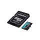 Kingston Canvas Go! Plus 256 GB microSDXC atmiņas karte ar adapteri, 200 MB/s, A2 U3 V30