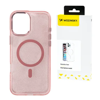 Wozinsky Glitter Case MagSafe vāciņš Samsung Galaxy S25+, rozā ar spīdumiem