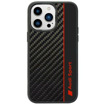 Audi Carbon Fiber Stripe vāciņš iPhone 14 Pro 6.1", melns