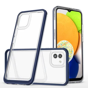 Vāciņš Samsung Galaxy A03 Hybrid Armor Clear 3in1 ar zilu rāmi