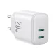 Joyroom JR-TCF12 divu portu USB-C tīkla lādētājs 20W PD / QC 3.0, balts