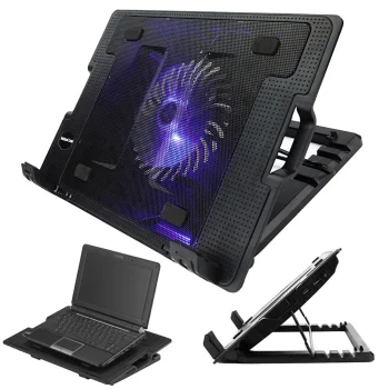 Dzesējošais paliktnis portatīvajam datoram ar LED apgaismojumu 17", melns
