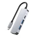 USB-C centrmezgls Tech-Protect V2 4in1 (HDMI, USB 3.0, USB 2.0, USB-C), pelēks