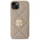 DKNY Quilted Stack Logo vāciņš iPhone 15 Plus tālrunim, bēšs