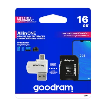 Goodram 16 GB microSDHC Memory Card (U1 100MB/s read) with Reader | Atmiņas Karte Telefonam