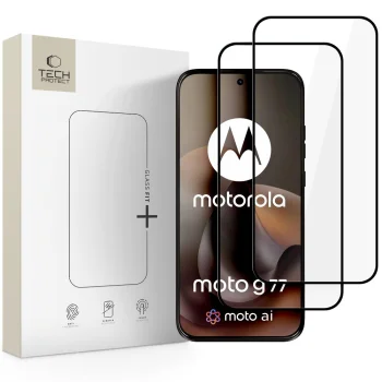 Tech-Protect Glass Fit+ aizsargstikls Motorola Moto G67 / G77 (2 gab.), Melns