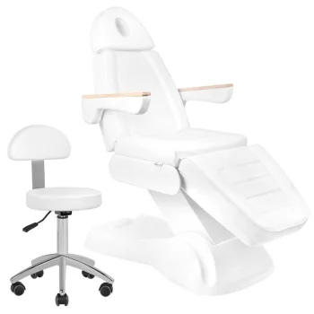 Elektriskais kosmētikas krēsls Sillon Lux 273B ar tabureti AM-304, 3 motori, balts
