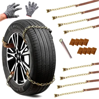 Sniega ķēdes riepām, pretslīdes uzlikas 16,5–26,5 cm, 8 gab.