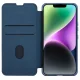 Atverams vāciņš Nillkin Qin Cloth Pro Case priekš iPhone 14 Plus ar kameras aizvaru, zils