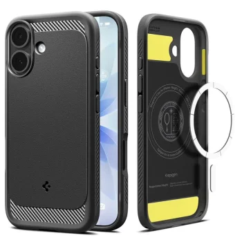 Spigen iPhone 17 vāciņš Rugged Armor Mag Magsafe, melns