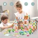 Bērnu Rotaļu Spēļu Leļļu Koka Māja - Konstruktors ar Aksesuāriem, 268 detaļas | Wooden Building Blocks Doll...