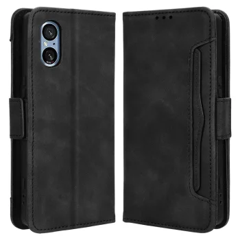 Sony Xperia 5 V PU Leather Wallet Case Cover, Black | Vāciņš Maciņš Apvalks Grāmatiņa