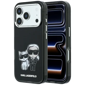 Karl Lagerfeld Smooth Karl & Choupette MagSafe vāciņš priekš iPhone 18 Pro Max / 17 Pro Max, melns