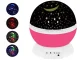 Rotējoša Bērnu Nakts Lampa Gaismeklis Zvaigžņu Debesu Projektors uz Baterijām, Rozā | Rotating Kids Bedside Lamp...