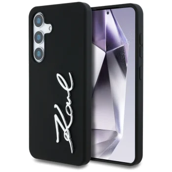 Karl Lagerfeld Silicone Metal Signature Logo vāciņš Samsung Galaxy S25, melns