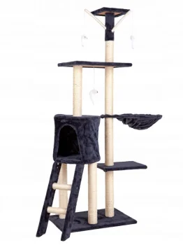 Kaķu koka mājiņa ar nagu asināmo, 138 cm, 5 līmeņi, Petsi, pelēks