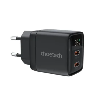 Choetech 35W GaN lādētājs ar 2x USB-C, Melns