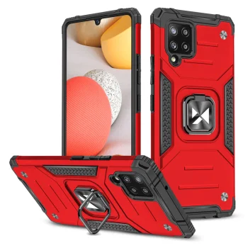 Wozinsky Ring Armor aizsargvāciņš Samsung Galaxy A42 5G ar gredzenu un statīvu, sarkans