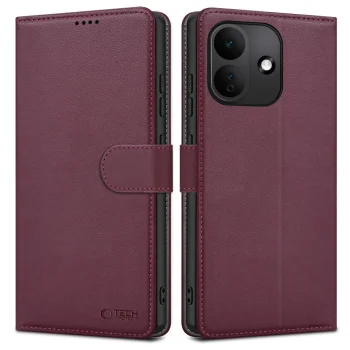 Atverams vāciņš Tech-Protect Wallet priekš Xiaomi Redmi Note 17 Pro 5G, bordo