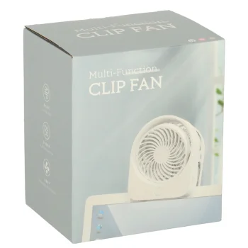 Bezvadu galda ventilators ar klipsi, USB, 3 ātrumi, 11.5 cm, balts