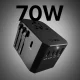 SBS Universal GaN 70W ceļojumu adapteris, 3x USB-C un 2x USB-A, melns