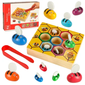 Koka izglītojošā spēle "Bišu šūnas" Montessori