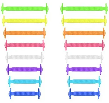 Silikona šņores bez siešanas Rainbow, 16 gab.