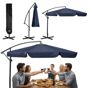 Plonos 488002 dārza saulessargs 350 cm ar pārvalku, tumši zils